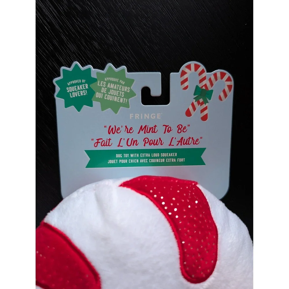Christmas Peppermint Candy Plush‎ Dog Toy Extra Loud Squeaker Red White New